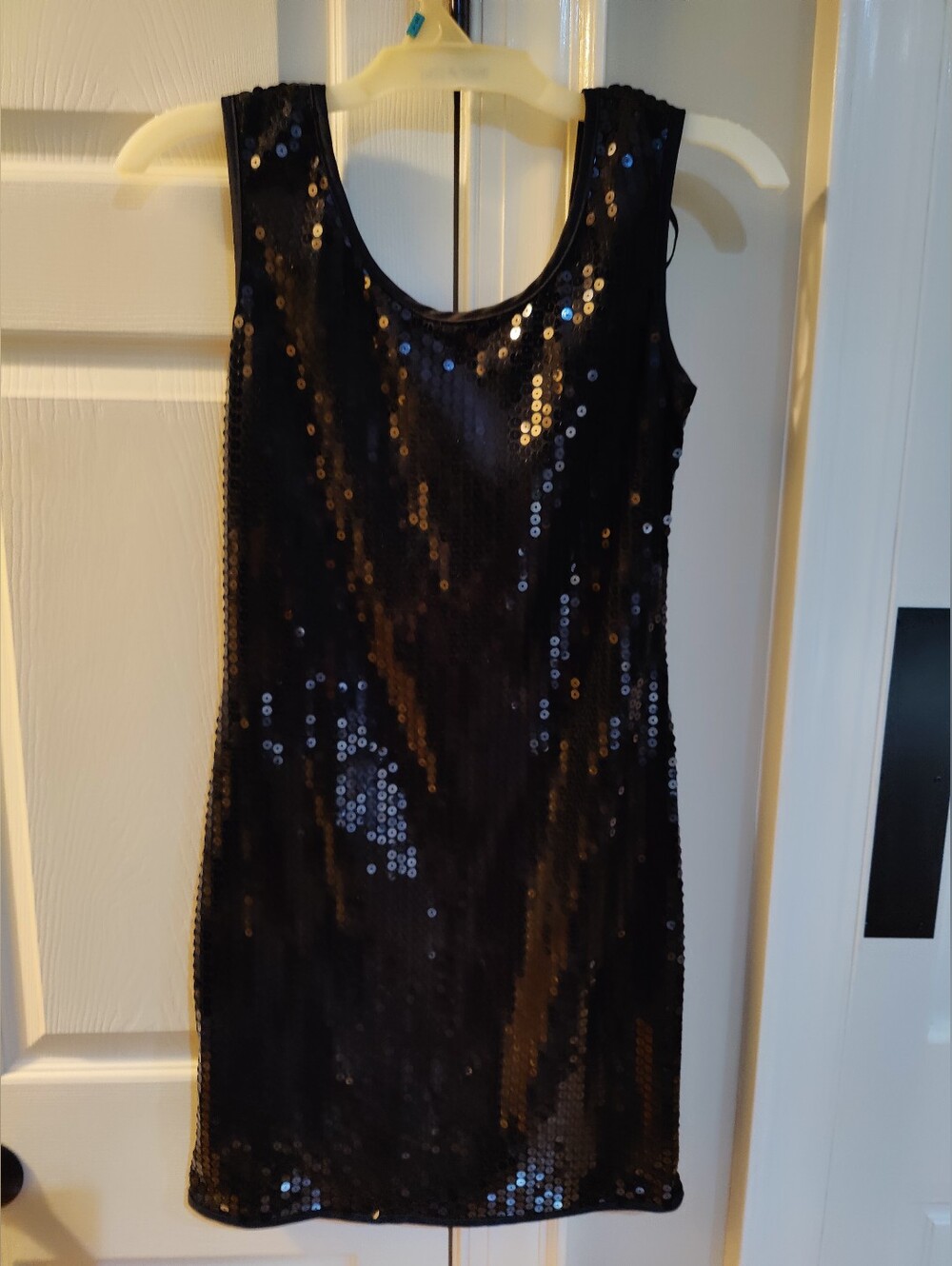 Black Sequin Sleeveless Party Dress. Sleek And Sexy.
